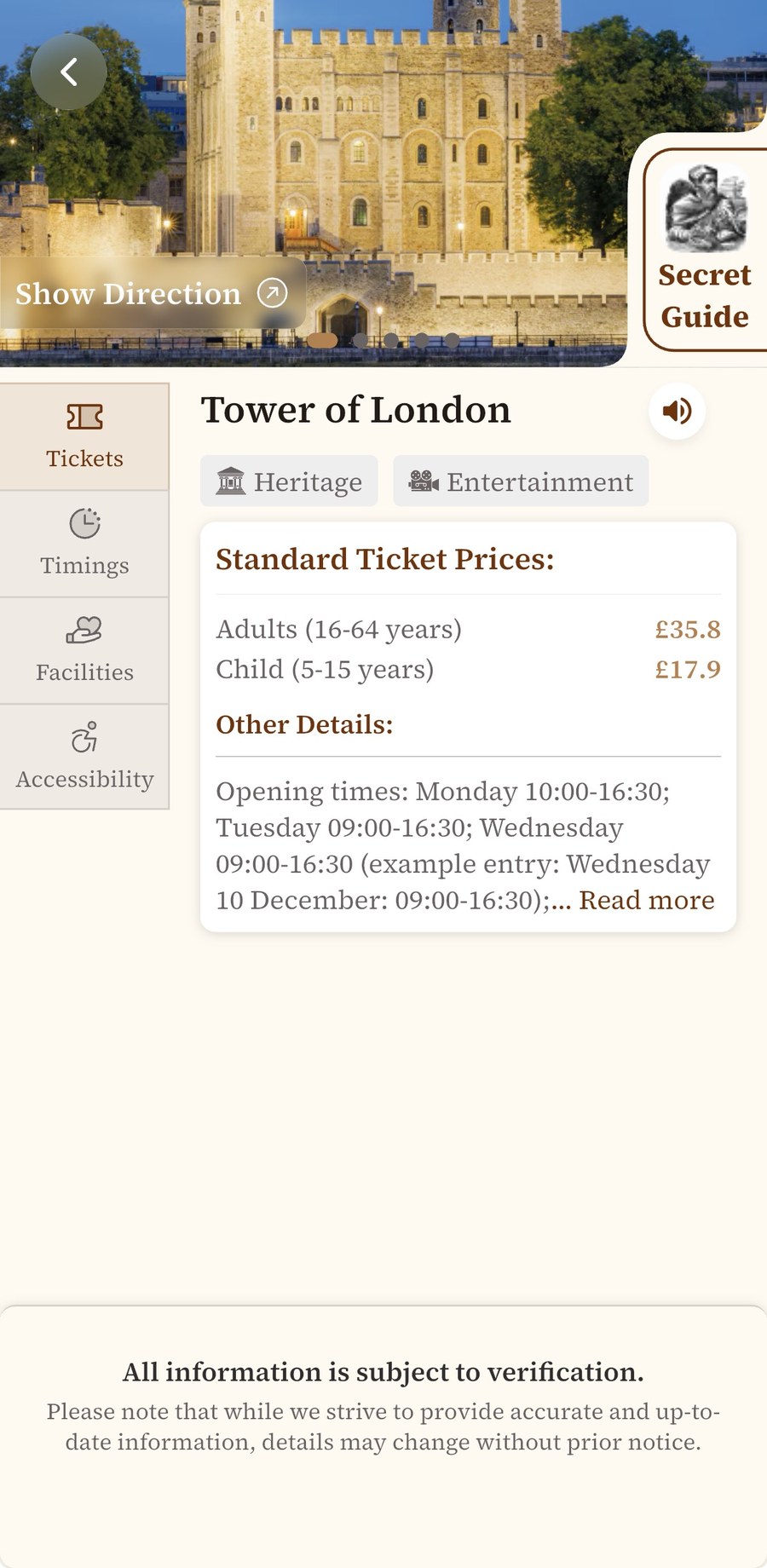Get practical information and tickets